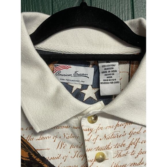 American Summer Patriotic Polo Shirt XL– Bald Eagle & USA Flag Cotton Golf Shirt - Picture 4 of 9